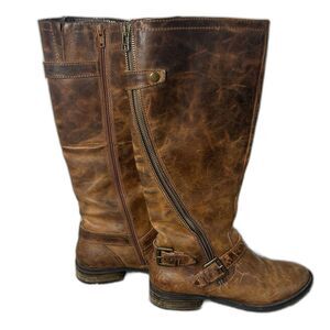 Steve Madden Sinclair Leather Riding Boot Dark Cuoio Brown Sz 8